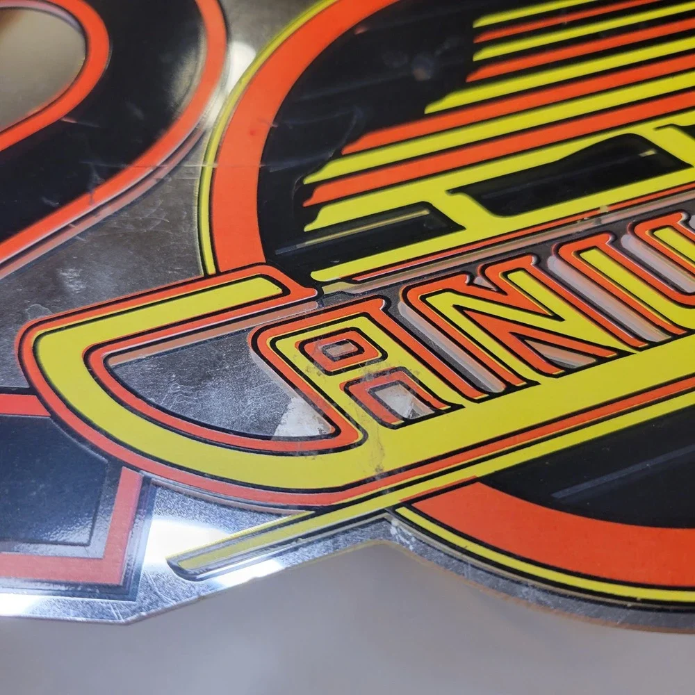 Vintage Vancouver Canucks 20th Anniversary NHL Mirror Sign 1970-1990 Skate Logo
